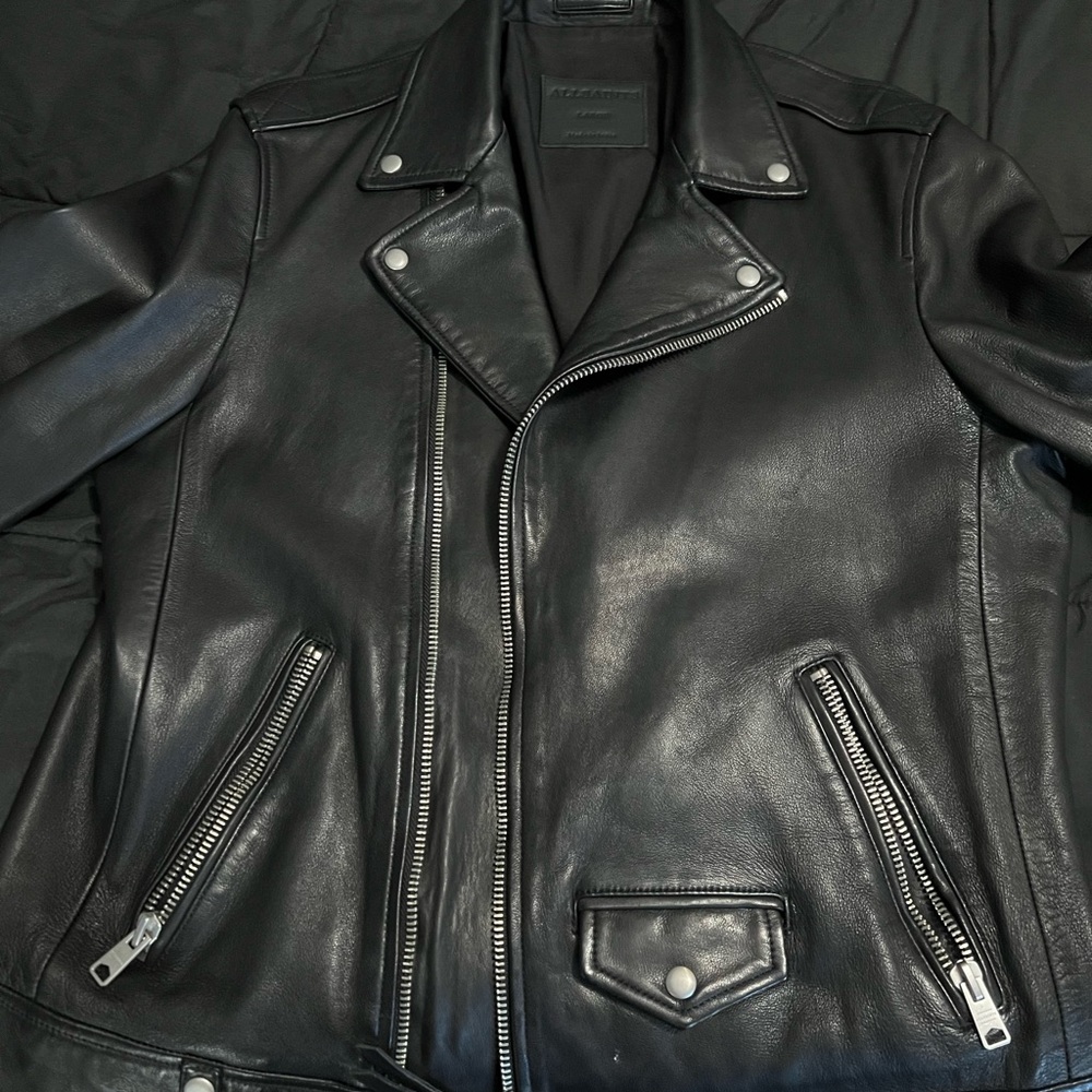 All saints leather jacket large